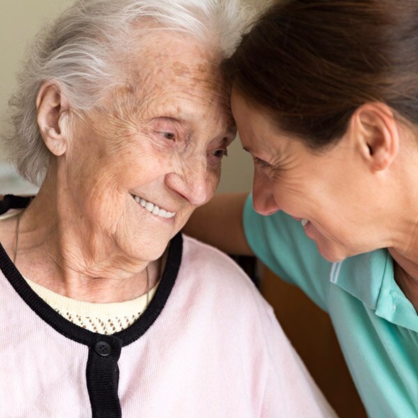 daughter caring for mother