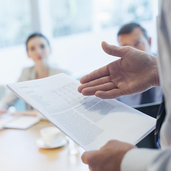 Businessman leading a meeting