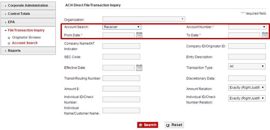 Receiver Search by Account 2