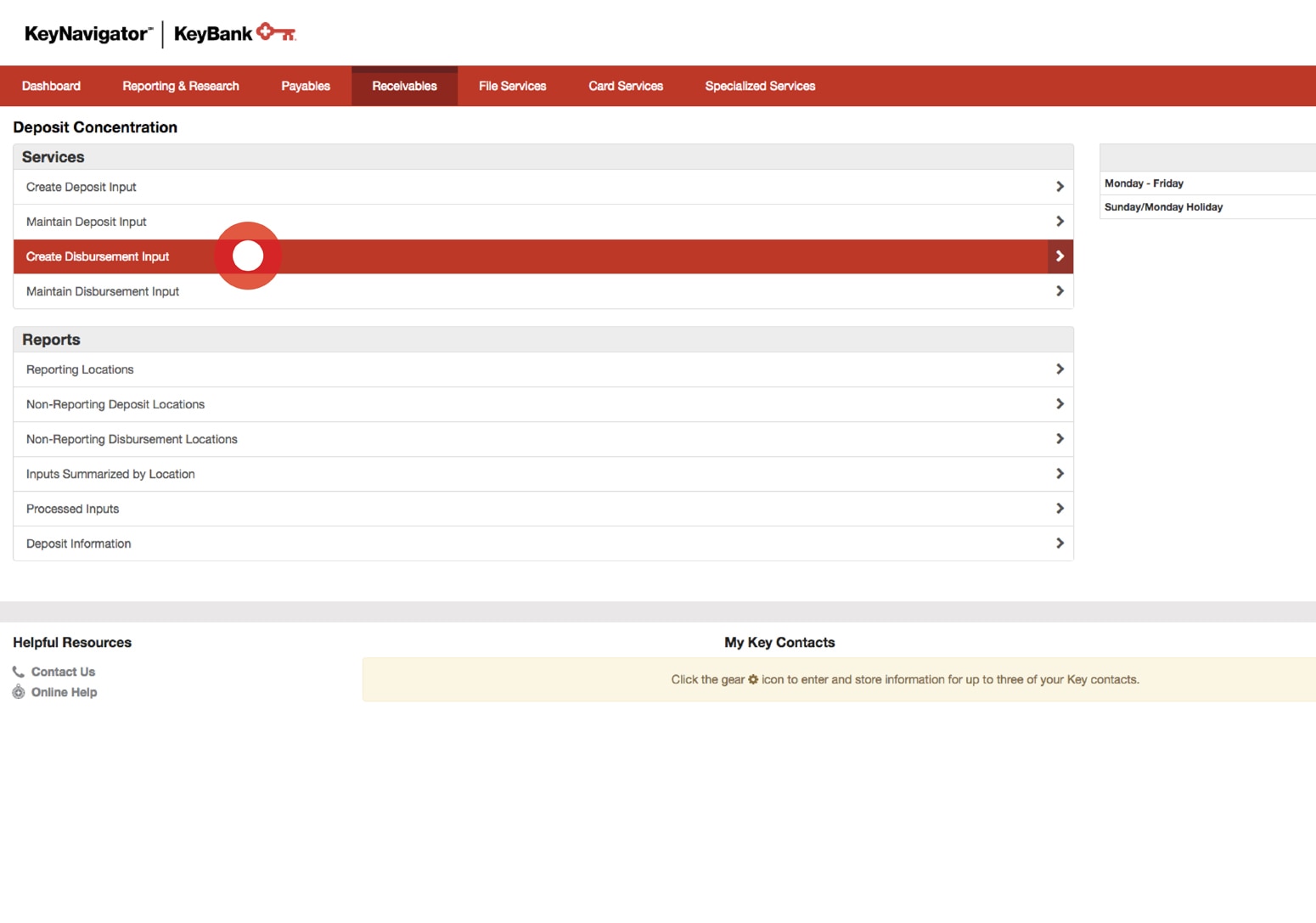 Screenshot showing how to Create a Disbursement