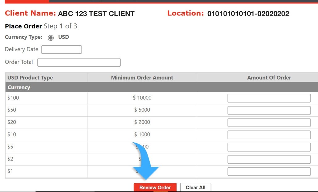 Vault Ordering Form