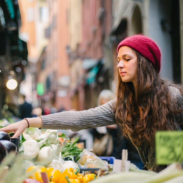 Woman shopping for food