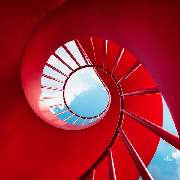 Spiral staircase looking upward